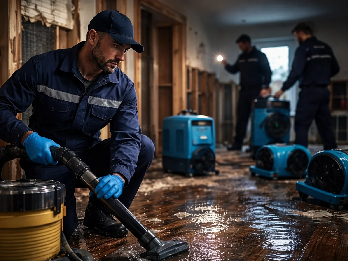 Restoration team working