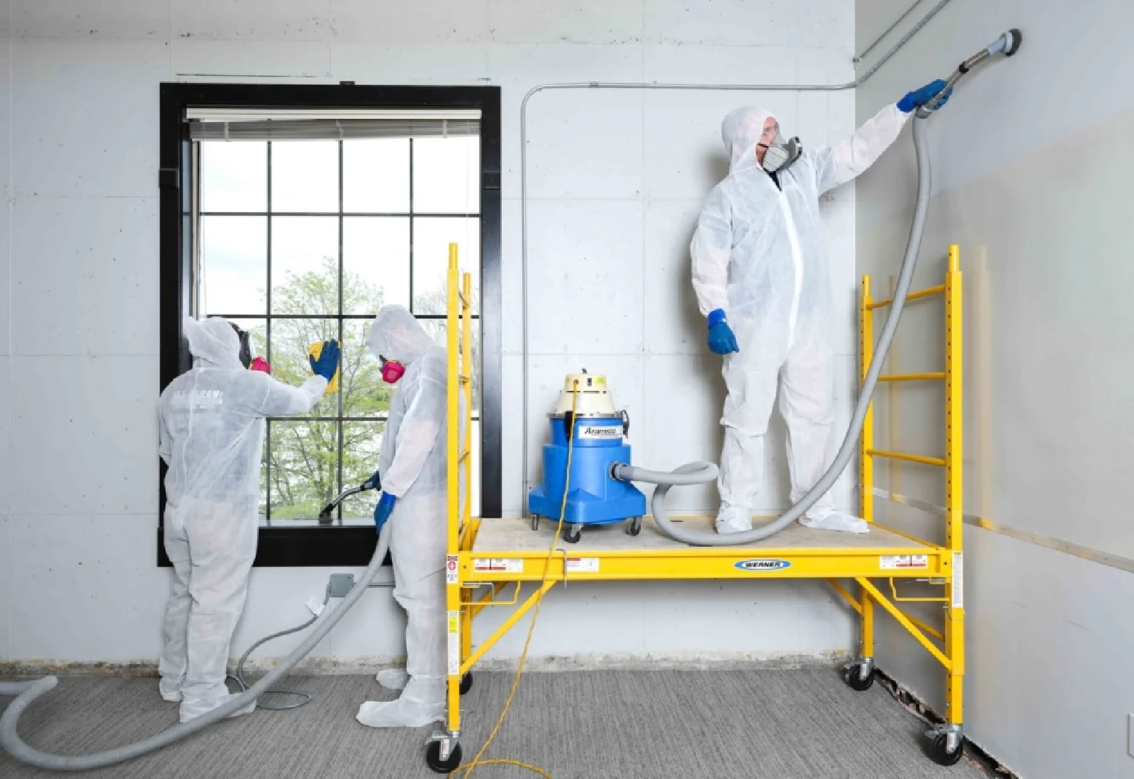 Mold remediation specialists working in home interior